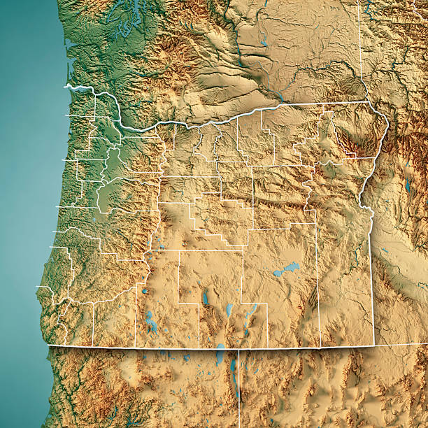istock Oregon US State Topographic Map 3D Render Color Counties Border 2226612925