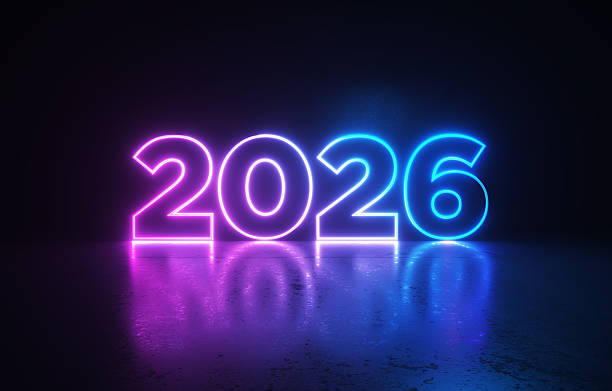 istock Glowing 2026 On Black Background - 2026 Concept 2226617174