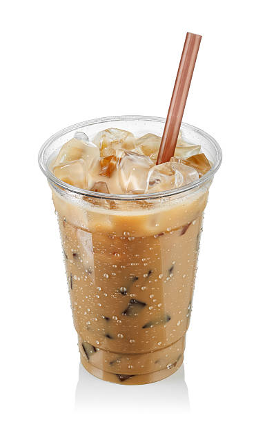 istock Iced coffee with milk in fogged disposable plastic cup with straw isolated on white background 2226620568
