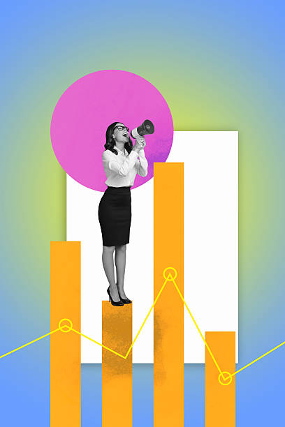 Collage Featuring Excited Business person With Business Chart Pie Graph Analyzing Data Statistics Concept