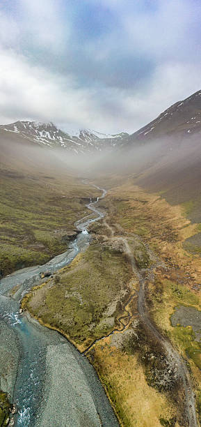 istock Mountain valley drone shot, Iceland 2226621133
