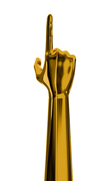 istock Reflection android hand tap or pointing up golden gesture. Isolated AI or automated concept. 3d rendering 2226625618