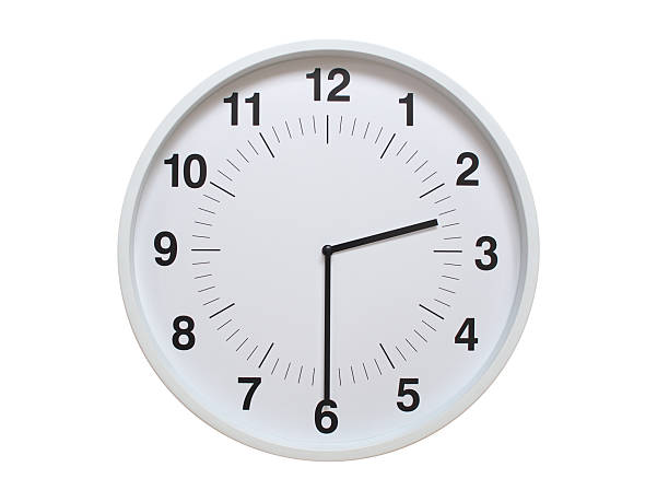 Simple white analog wall clock showing exactly 02:30 or 14:30. suitable for concepts like deadline, start or end of time. Isolated on a clean white background.