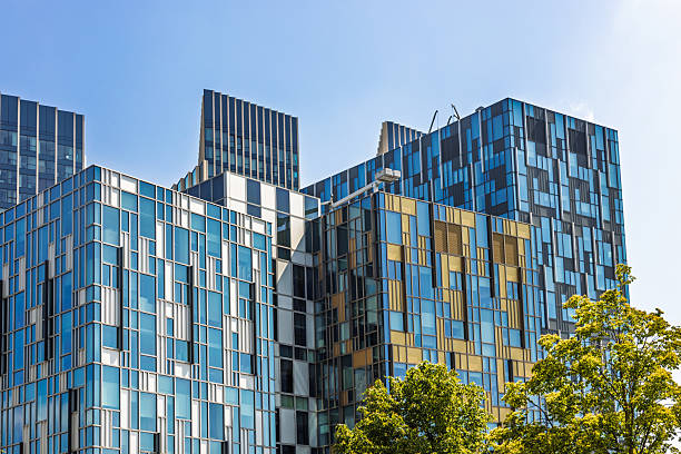 istock Contemporary patterned glass office towers 2226630884