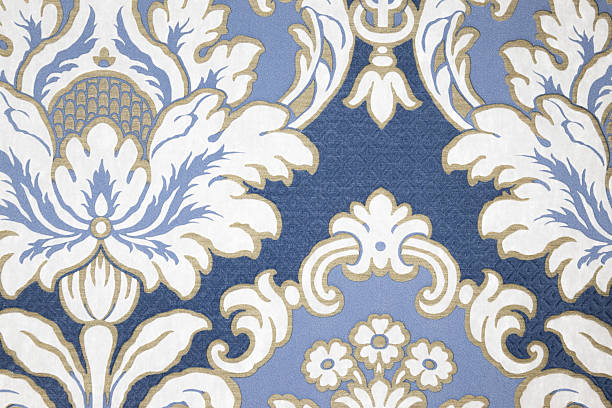 istock Royal Blue and Gold Damask Wallpaper Pattern. Elegant White Baroque Floral Background 2226630972