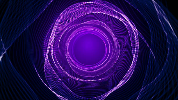 istock Purple light tunnel with glowing lines and circular depth, ideal for sci-fi, technology, or digital animation backdrops. 3d rendering 2226633175