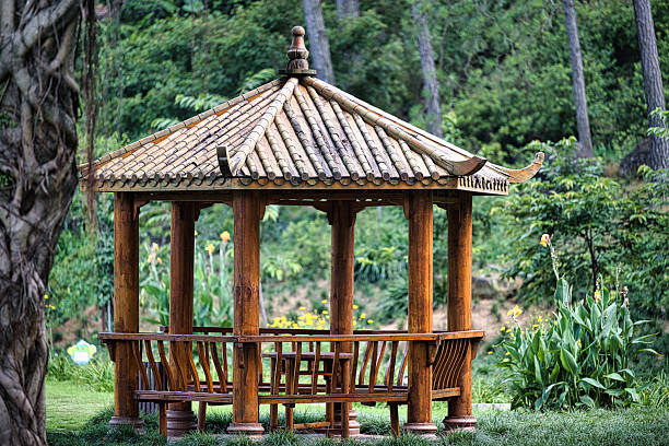 istock A Serene Wooden Gazebo Surrounded by Lush Greenery and Tranquil Nature 2226634471