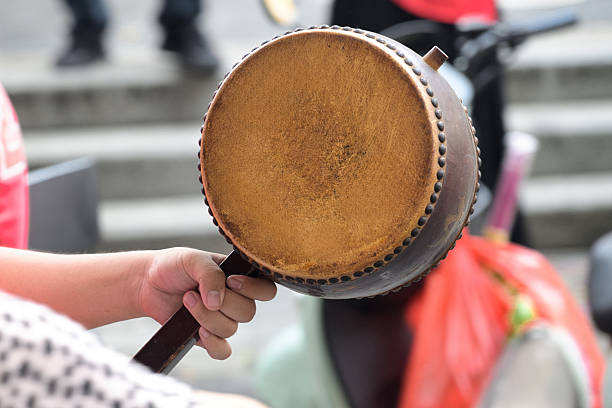 Close-up of a Hand Holding a Traditional Drum