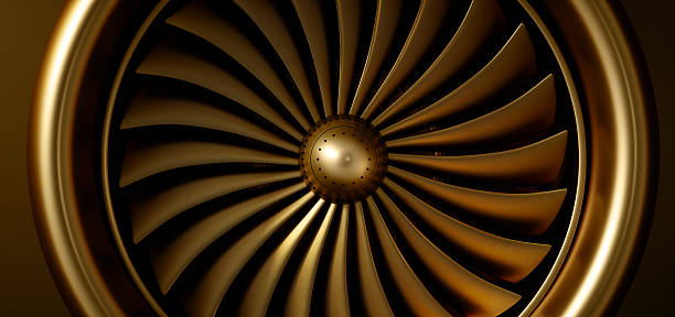 istock Golden aircraft jet engine turbine 2226637436