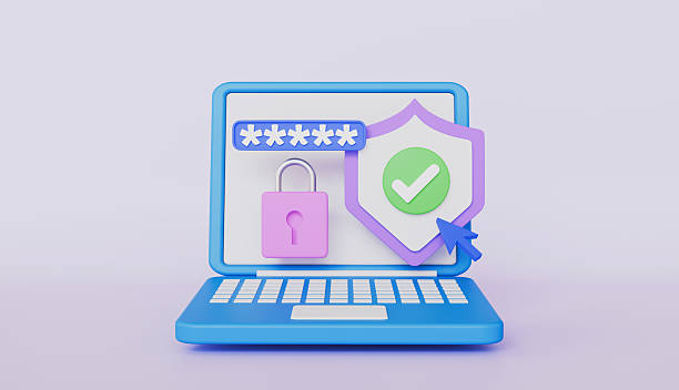 istock Modern shield guard with laptop for business idea concept 3d illustration 2226638101