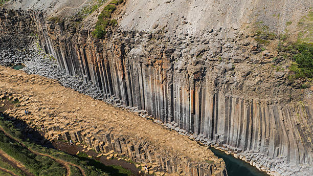 Basalt Column Formations of Studlagil Canyon in Iceland