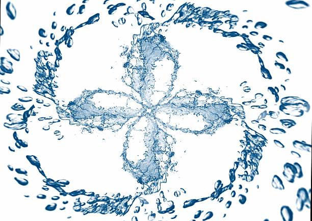 3d illustration of abstract blue waves and splashes on white background with text space