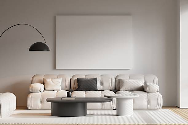 istock Modern Living Room Interior Frame Poster Mockup - 3d Rendering 2226644076