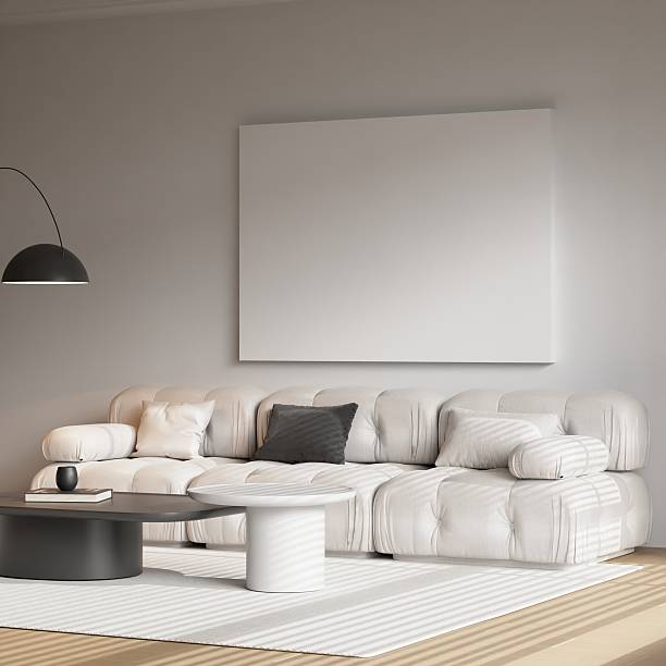 istock Modern Living Room Interior Frame Poster Mockup - 3d Rendering 2226644087