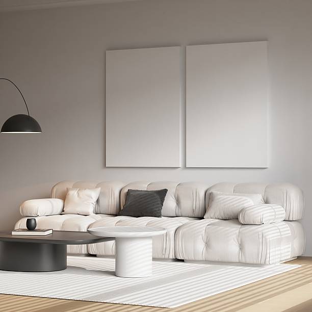 istock Modern Living Room Interior Frame Poster Mockup - 3d Rendering 2226644093