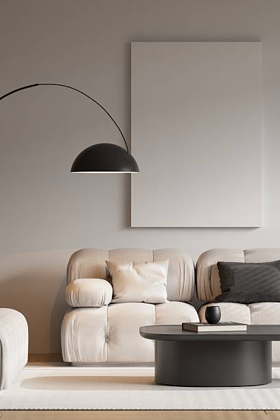 istock Modern Living Room Interior Frame Poster Mockup - 3d Rendering 2226644098