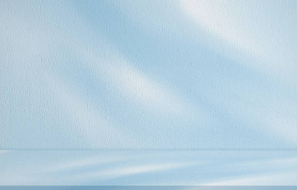 istock Blue Background Studio with Gradient White Light on Podium stage for Product Display Present,Empty Backdrop wall texture with abstract sun light on floor concrete in pastel blue tone color for Winter 2226666060