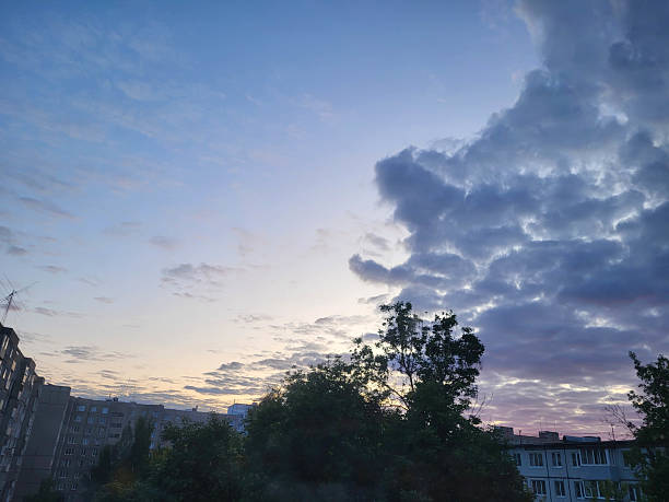Strange evening storm clouds over the city.