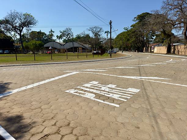 colonia del sacramento, uruguay - november 1 2022: a building in the Barrio historica of the colonial UNESCO world heritage site housing a public school