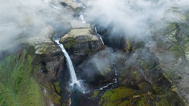 istock Haifoss waterfall cascading through rugged canyons in Icelandic landscape during morning mist 2226673323