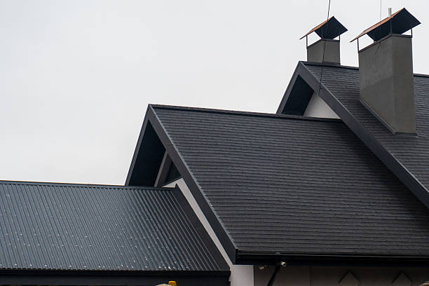 istock Distinctive black roofing with angular shapes showcases modern architecture against an overcast sky, highlighting clean lines and minimalistic design 2226673489