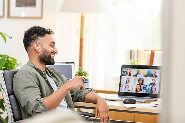istock Smiling Man in Video Conference Call, Working From Home Office 2226673679