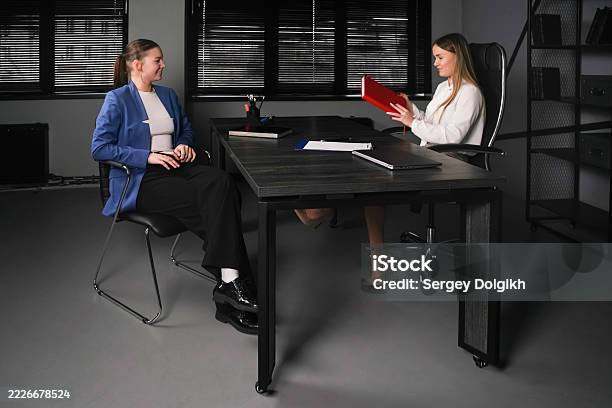 Interview Between Two Persons Professional Interview Taking Place Between Two Women In A Modern ...