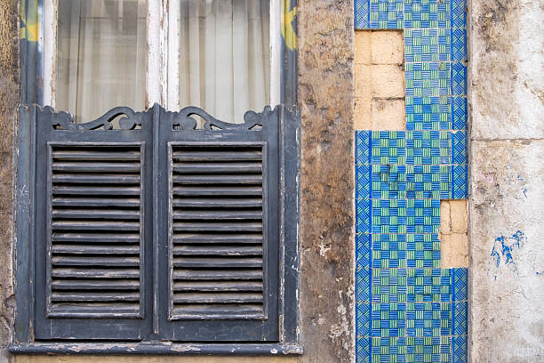 istock Traditional Portuguese Tile Wall with Aged Wooden Frame 2226679322