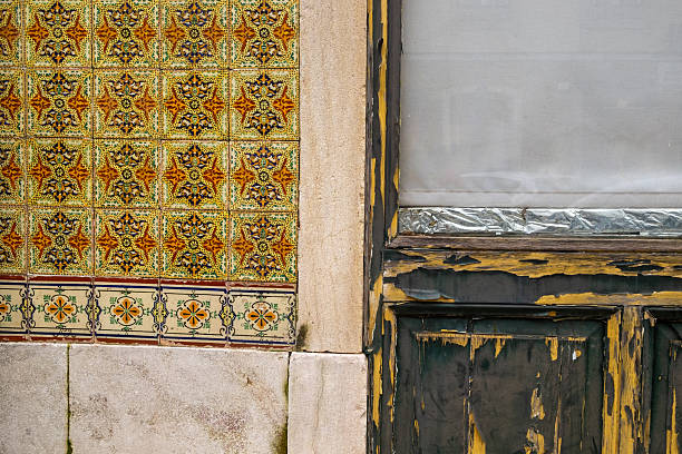 istock Traditional Portuguese Tile Wall with Aged Wooden Frame 2226679901