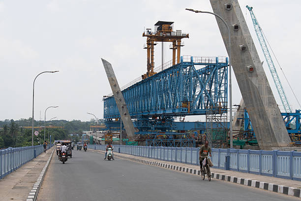 iswar gupta bridge, kalyani expressway, west bengal, india - july 23, 2025 : upgradation and construction of second \