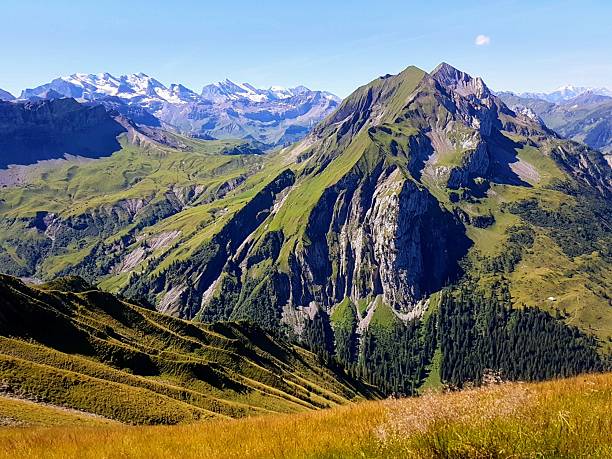 istock Impressive Mountain Landscape in Clear Golden Autumn Sun Light with Distant Panorama in the Swiss Alps Switzerland 2226688821