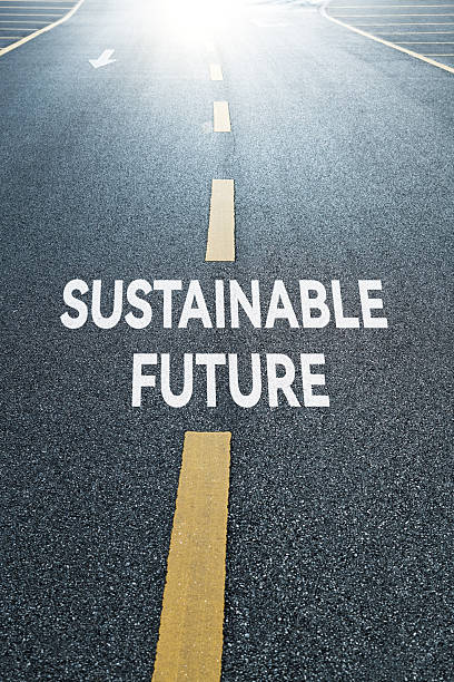 istock Sustainable future written on asphalt road 2226692452