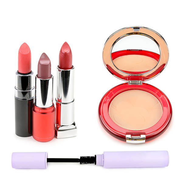 istock Compact powder, Lipstick and mascara isolated on white background. collage. 2226693086