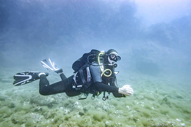 Scuba diver exploring the vibrant depths of the Mediterranean Sea, immersing in the stunning underwater scenery and diverse marine life found in Costa Brava, Spain