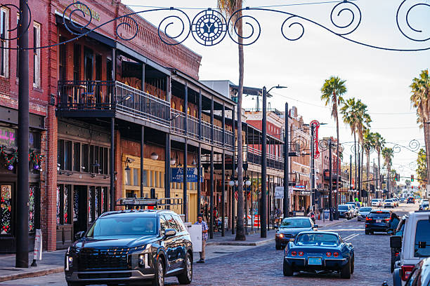 Tampa, Florida, USA - Traffic on famous 7th Avenue in the Historic Ybor City.
