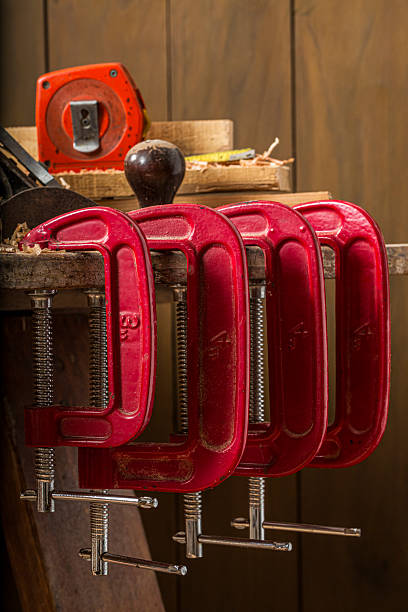 istock Close up of carpentry tools on a home workbench 2226703093