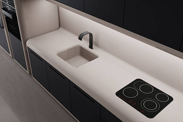 istock Futuristic Kitchen Interior with Rounded Island and Modern Sleek Rounded Design 2226705136