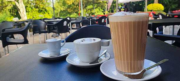 istock three different types of coffee, espresso, cappuccino, and latte served outdoors at a ?afe in Portugal. Concept of the countrys coffee culture and beverage themes. 2226708900
