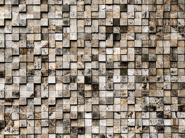 Uneven cube square tile with natural earth color themed and texture of a wall