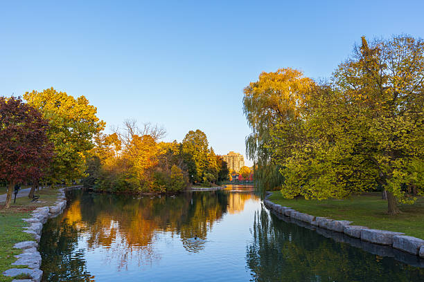 istock Vibrant spring landscape with multicolored trees reflecting on a peaceful lake at dusk. 2226720930