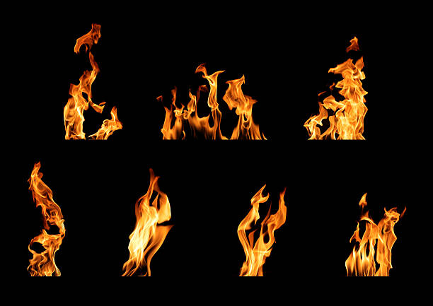 istock Black background fire, flames with torches and textures with splitting power effect, can grill red, burning with burning smoke and sparks in barbecue grill fire 2226722091