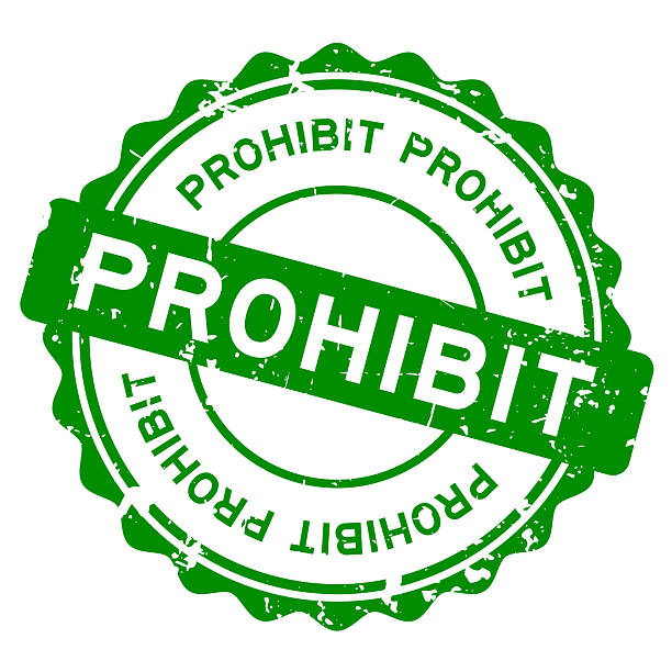 istock Grunge green prohibit word round rubber seal stamp on white background 2226725445
