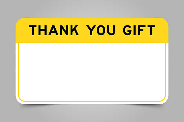 istock Label banner that have yellow headline with word thank you gift and white copy space, on gray background 2226725624