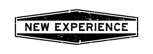 Grunge black new experience word hexagon rubber seal stamp on white background