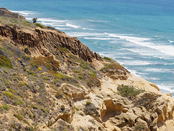 istock Sandstone cliffs with interesting erosion texture and shoreline background. 2226728503
