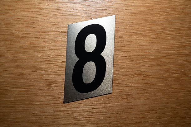 istock Hotel room door with number 8 2226728958