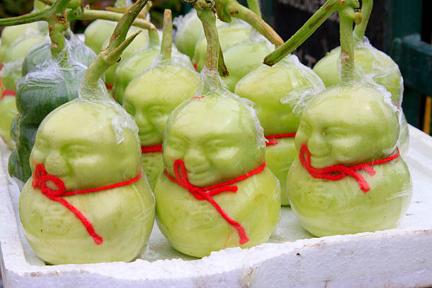Modelling of the gourd dolls, closeup of photo