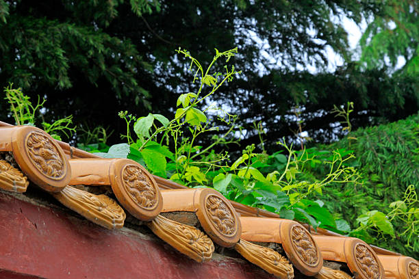 istock traditional Chinese architectural style yellow glazed tile wall 2226732076