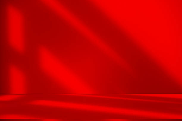 istock Studio style background wall decoration presentation uses white and red tones. with shadows cast from a nearby window, concept creating a decorative 2226732954