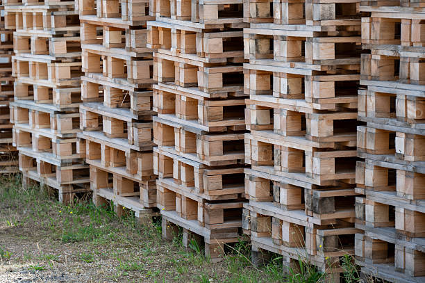 Wood pallet on beach.